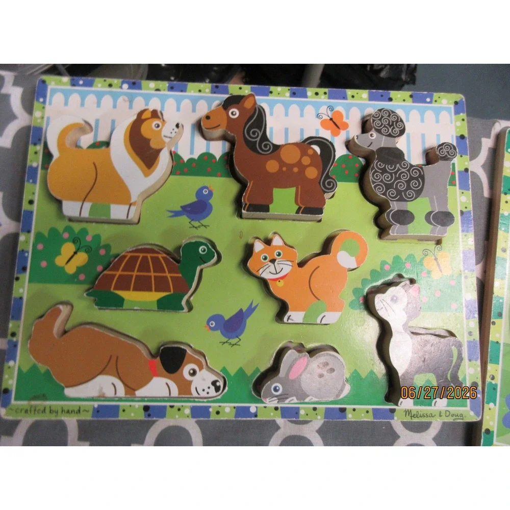 Melissa & Doug and Circo Wooden Puzzle Lot Farm Pets Insects Toddler Toys 3pc